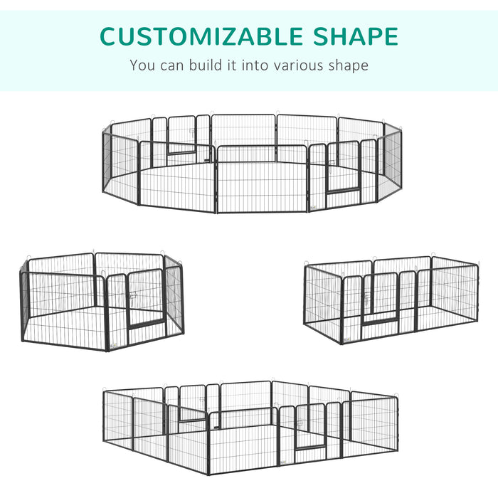 Heavy Duty 12-Panel Pet Playpen - Foldable Steel Puppy Exercise Fence with Dual Locking Doors - Ideal for Small Dogs & Playful Puppies Safety