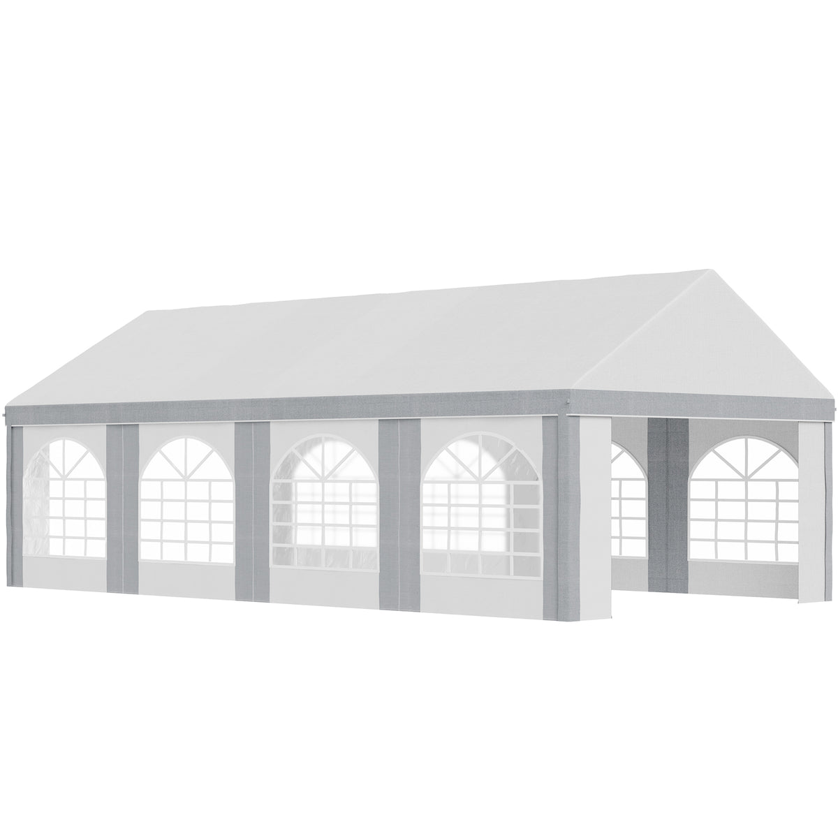 Galvanized 8x4m Party Tent Marquee - Gazebo with Side Walls, 8 Windows, Dual-Entry Doors - Ideal for Outdoor Celebrations, Weddings, and Events