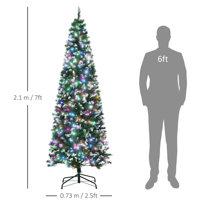 Slim 7-Ft Pre-Lit Artificial Christmas Tree - Realistic Branches, 350 Colorful LED Lights, 818 Tips - Ideal for Festive Xmas Decorations