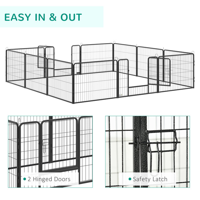 Heavy Duty 12-Panel Pet Playpen - Foldable Steel Puppy Exercise Fence with Dual Locking Doors - Ideal for Small Dogs & Playful Puppies Safety