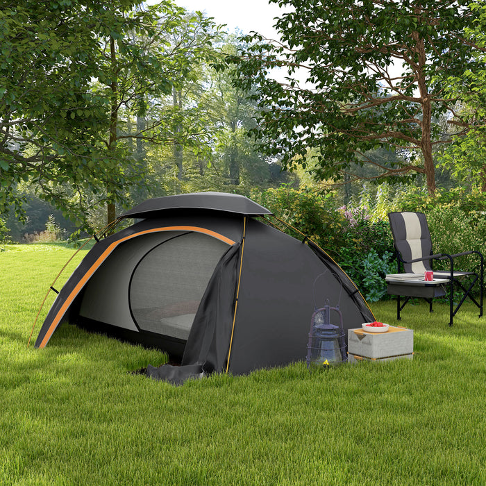 Dome Camping Tent with Aluminum Frame - Removable Rainfly, 2000mm Waterproof, 1-2 Person Capacity, Grey - Perfect Shelter for Outdoor Enthusiasts