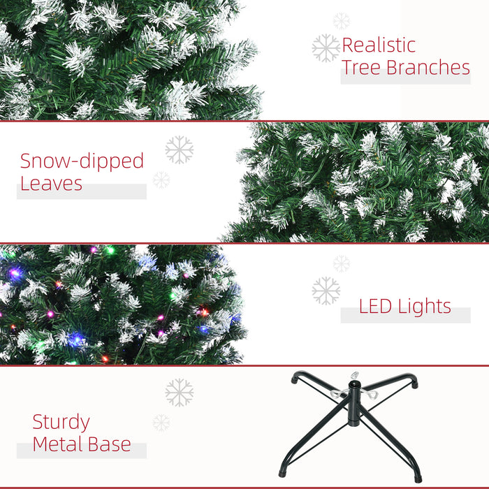 Slim Artificial Christmas Tree with Realistic Branches - 6-Foot Pre-Lit Pencil Design with 300 Colorful LEDs & 618 Tips - Perfect Xmas Decoration for Space-Saving Festivity