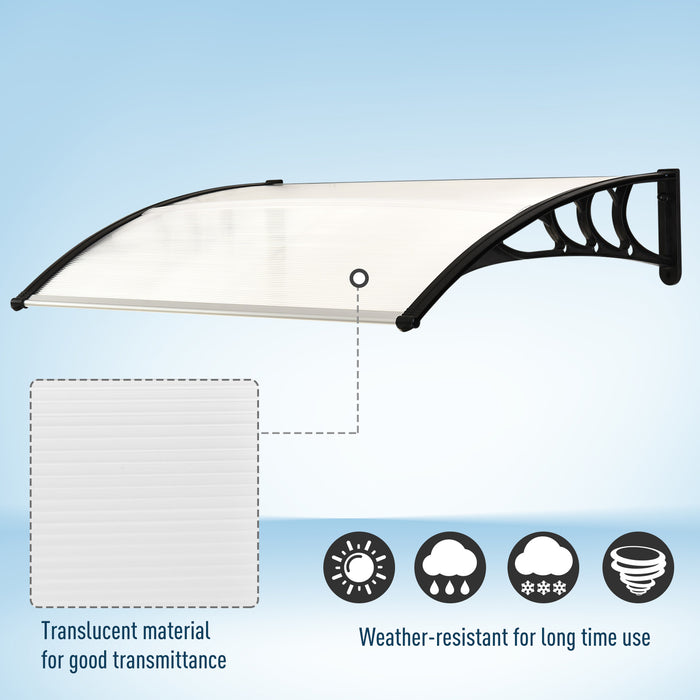 Curved Aluminum & Polycarbonate Awning - Modern UV & Water Resistant Door Canopy - Outdoor Rain Shelter for Home Entrances