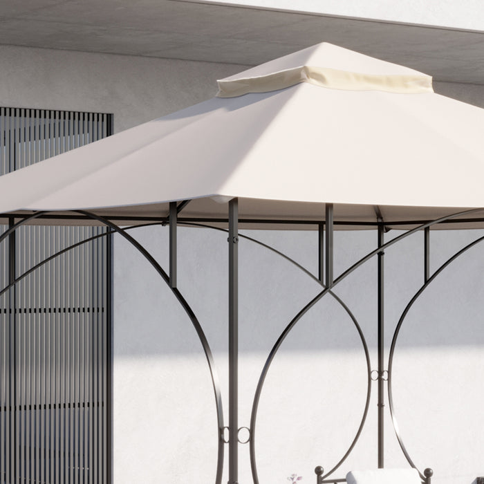 Double Tier 3x3m Gazebo Replacement Canopy - Durable Roof Top for Garden, Patio, Outdoor Use, Beige Color - Ideal for Shelter and Shade (Top Only)