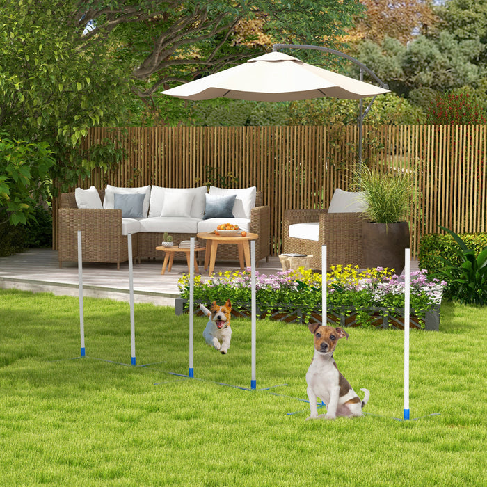 Dog Agility Obstacle Course Set - Adjustable Weave Poles, Training Fun for Pets - Ideal for Backyard or Park with Storage Bag