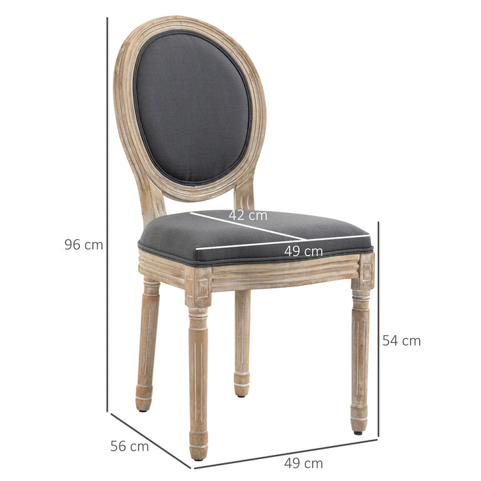 French-Style Dining Chairs - Set of 2 Armless Accent Chairs with Linen Upholstery and Supportive Backrest - Stylish Seating for Kitchen or Dining Room