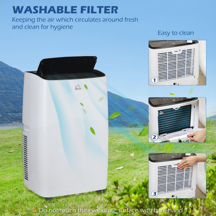 14,000 BTU Portable Air Conditioner with Dehumidifier - Cooling Fan for Spaces Up to 430 SqFt, LED Display, 24Hr Timer, Remote Control - Ideal for Large Rooms & Office Spaces, White