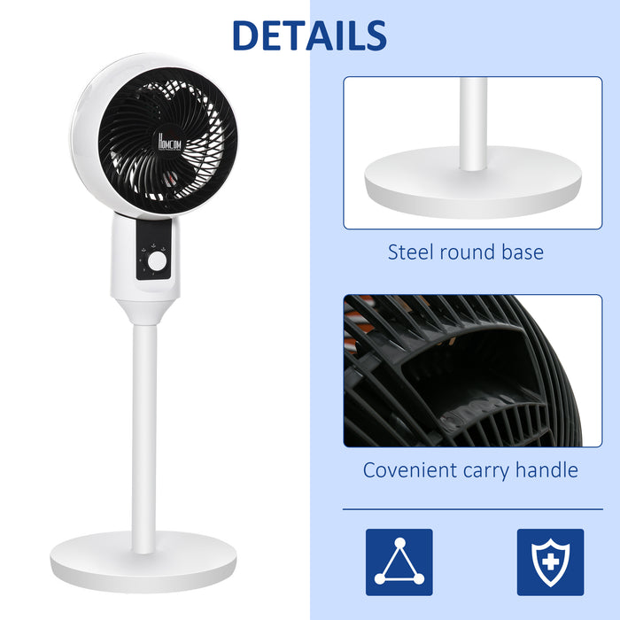 32'' Air Circulator Fan with 3 Speed Settings - 70° Oscillation and 90° Vertical Tilt, Portable with Round Base and Carry Handle - Ideal for Living Room, Bedroom, Office in Sleek Black and White Design