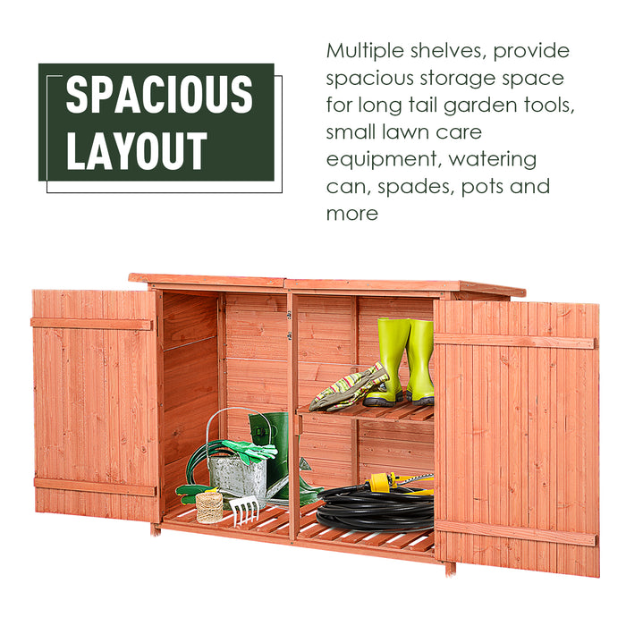 Garden Tool Storage Organizer with Shelves - Durable Wooden Shed with Double Doors, 128L x 50W x 90H cm - Ideal for Outdoor Equipment and Gardening Supplies