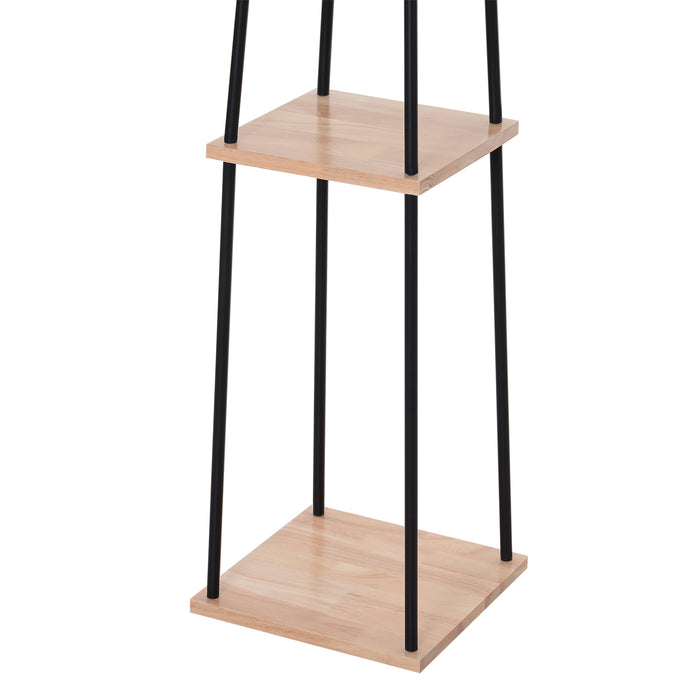 Modern Metal Tripod Floor Lamp with Shelving - E27 Lampshade, 3-Tier Storage, Foot Switch Control - Stylish Lighting & Display Solution for Contemporary Homes