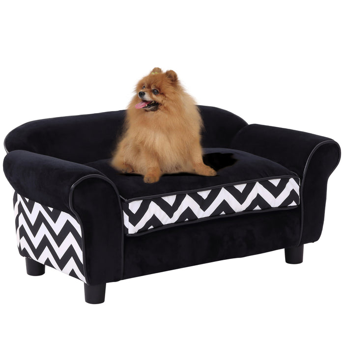 Pet Sofa Cat Sofa - Extra Small to Small Dog Sofa Bed with Soft Cushion, Washable & Removable Cover, Elevated Wooden Frame - Comfortable Resting Place for Small Pets