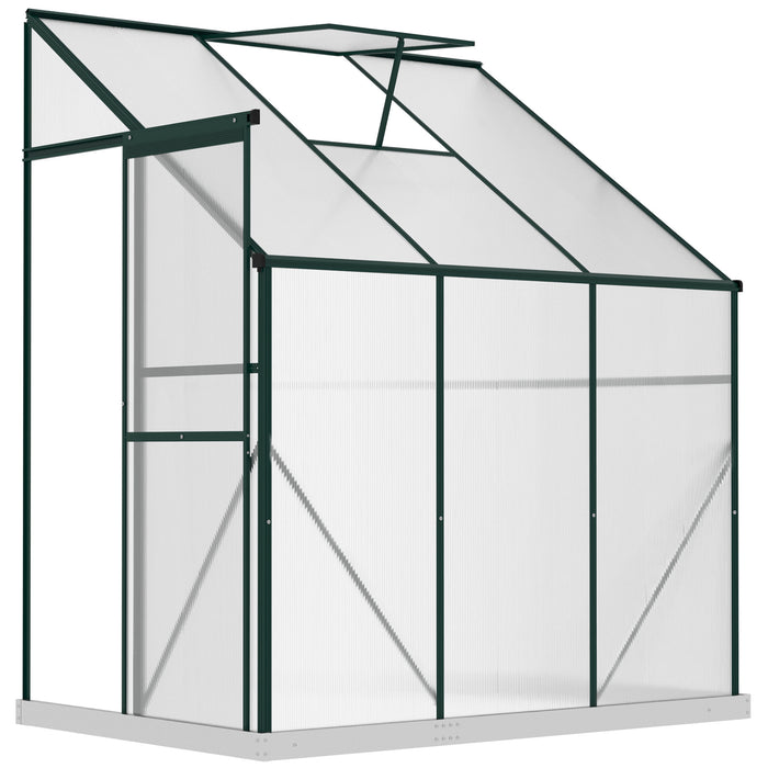 Heavy Duty Aluminium Walk-In Greenhouse - Polycarbonate Panels with Roof Vent, Green, 192x127x220 cm - Ideal for Plants, Herbs & Vegetables Gardening Enthusiasts