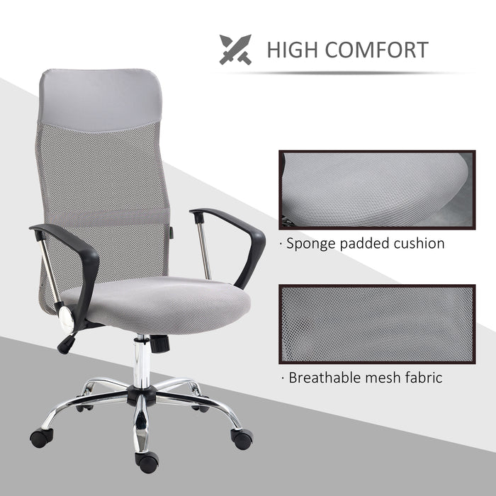 Ergonomic Mesh Office Chair with Adjustable Height and Tilt - Light Grey Comfort Seating Solution - Ideal for Home and Office Use