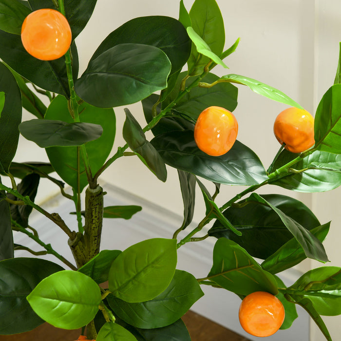 Artificial Lemon & Orange Tree Set with Potted Base - Lifelike Indoor/Outdoor Decorative Plants, 60cm Height - Refreshing Accent for Home & Office Spaces