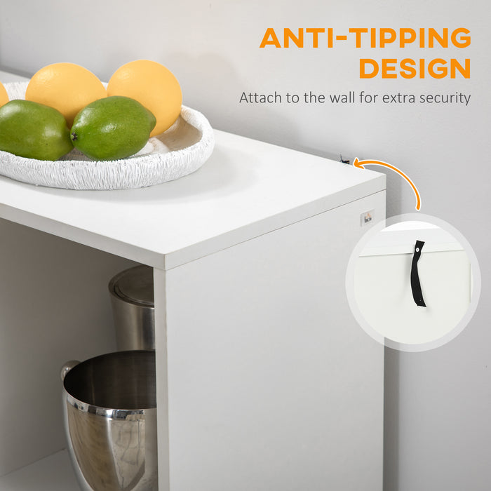 Modern Kitchen Sideboard with Wine Rack - Grey Buffet Table with Drawers and Open Storage - Elegant Dining Room and Living Room Furniture Organizer