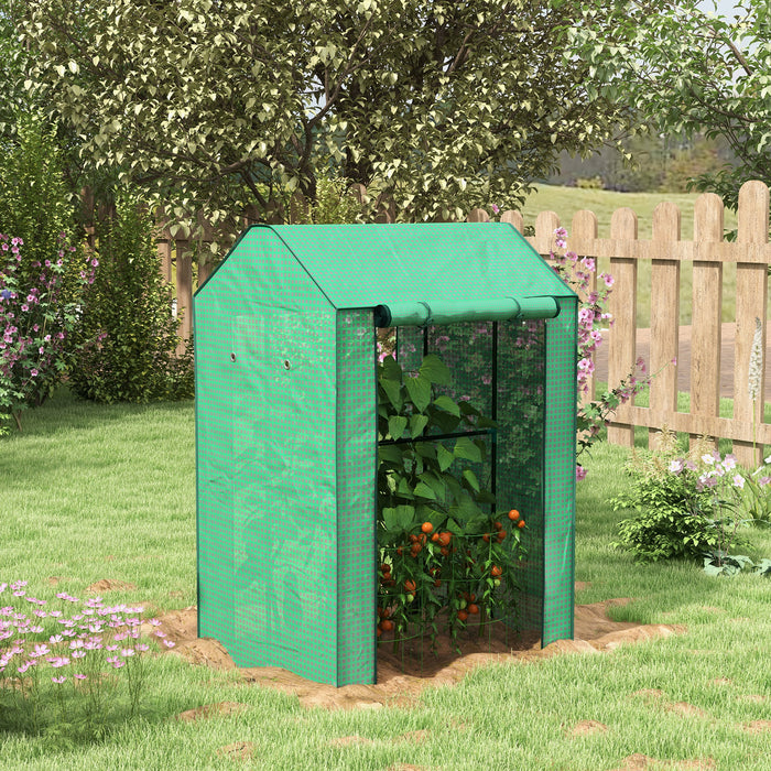 Mini 2-Room Greenhouse - Dual Roll-up Doors, Ventilation Holes, Reinforced Protective Cover, Compact Size 100x80x150cm - Ideal for Small Space Gardening