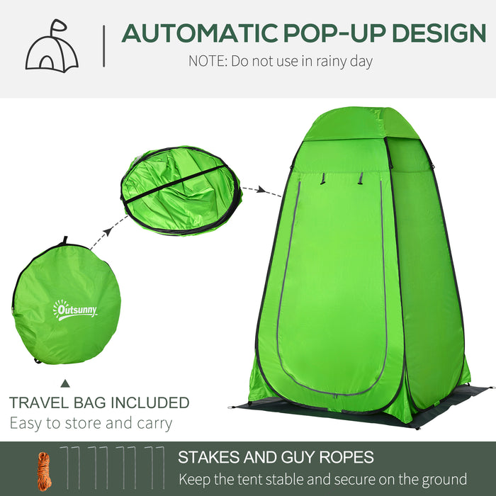 Pop-Up Camping Shower Tent - Outdoor Privacy Shelter for Changing, Dressing, Bathing, and Toilet Use - Includes Portable Carry Bag for Hikers, Green