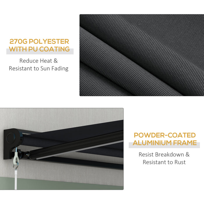 Electric Awning with LED Lighting - 3x2.5m Aluminium Frame, Retractable Sunshade for Patios and Windows - Outdoor Comfort for Home and Commercial Spaces