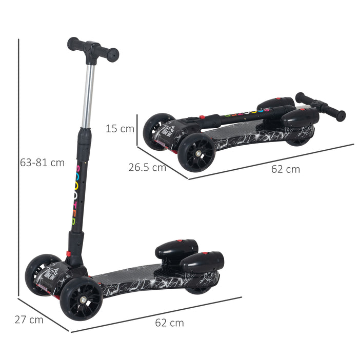 Kids 3 Wheel Scooter with Light-Up Wheels - Adjustable Height, Music, Water Spray, Foldable for Easy Storage - Fun Off Road Entertainment for Children