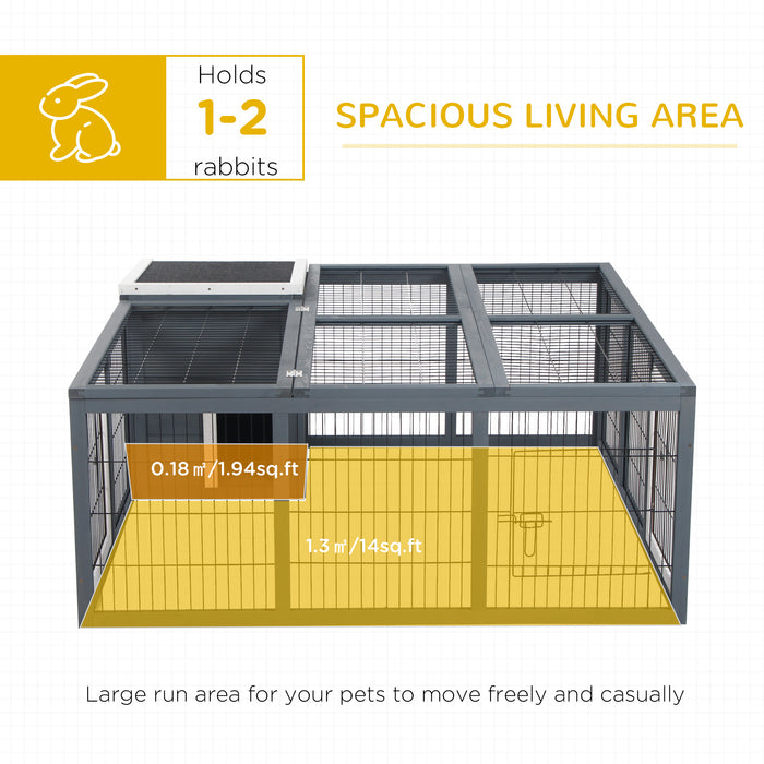 Outdoor Wooden Rabbit Hutch - Small Animal Enclosure with Main House & Extended Run - Ideal for Bunnies, Ferrets, Ducks, and Chinchillas