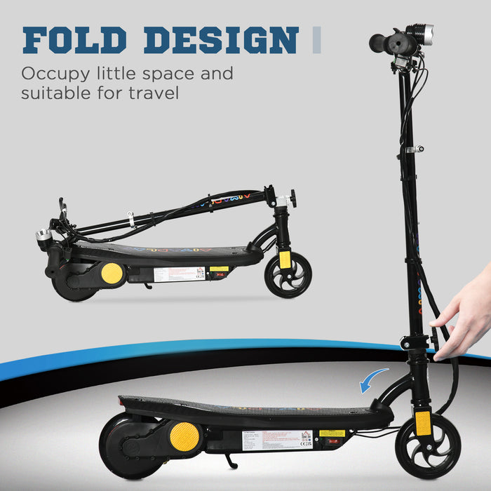Foldable Electric Scooter with LED Headlight - Ideal Transport for Kids Aged 7-14 - Stylish Black Design for Young Commuters