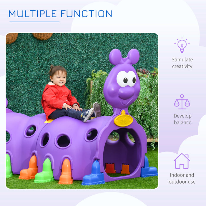 Kids Caterpillar Climbing Play Tunnel - Durable Indoor & Outdoor Crawling Equipment for Ages 3-6 - Fun Garden Playground Accessory in Vibrant Purple