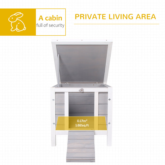 Wooden Pet Hutch with Hideaway - Bunny, Guinea Pig, and Small Animal Cage - Ideal Shelter for Rabbits, Ferrets, and Cats with Ample Space 51x42x43 cm, Grey