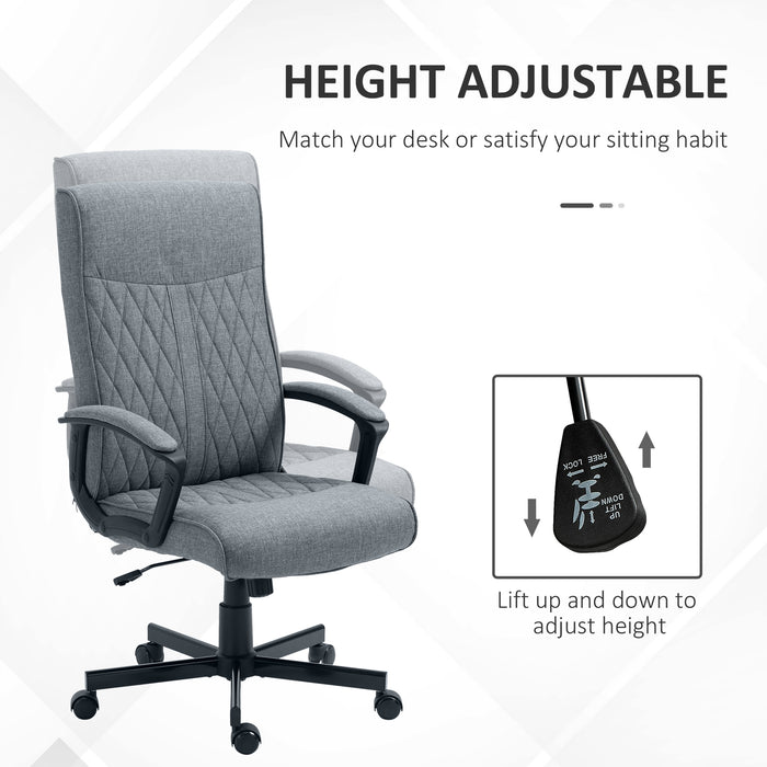 High-Back Linen Swivel Computer Chair - Adjustable Height & Tilt for Comfortable Seating - Perfect for Home Office, Bedroom & Study Spaces