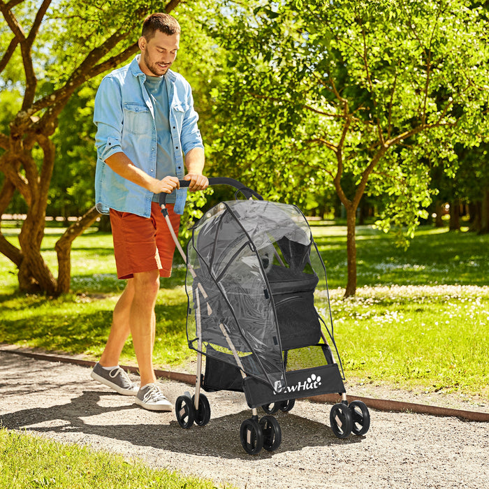 Detachable 3-in-1 Pet Stroller with Rain Cover - Cat and Dog Pushchair, Foldable Travel System with Universal Wheels and Brake System - Pet Owners, Outdoor Comfort Transport