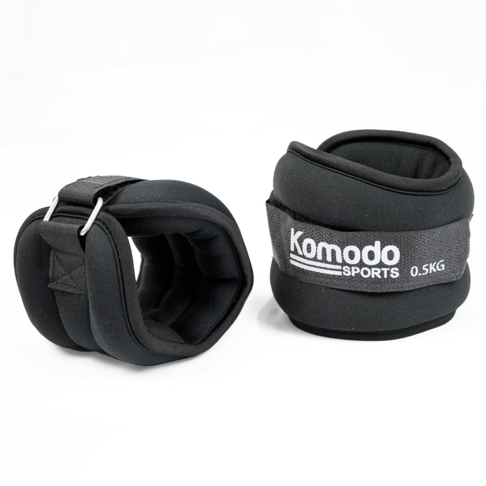 Komodo 1kg Neoprene Ankle Weights - Adjustable Resistance for Fitness Training - Ideal for Enhancing Workouts and Rehabilitation Exercises