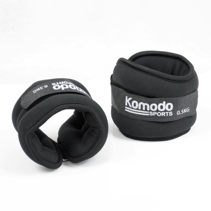 Komodo 1kg Neoprene Ankle Weights - Adjustable Resistance for Fitness Training - Ideal for Enhancing Workouts and Rehabilitation Exercises