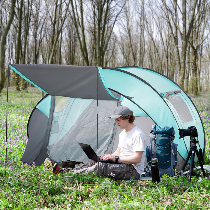 4-Person Instant Pop-Up Camping Tent with Weatherproof Vestibule - Easy Setup Backpacking Shelter with Carry Bag, Tiffany Blue - Ideal for Hiking, Fishing, and Outdoor Adventures