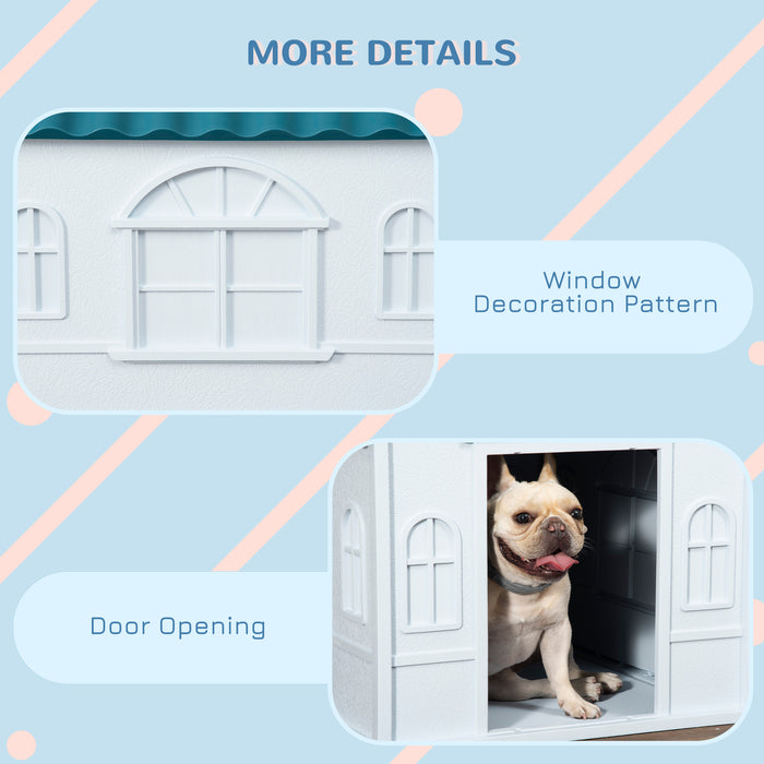 Weatherproof Blue Plastic Dog Kennel - Durable Outdoor Shelter for Pets - Ideal for Small to Medium Sized Dogs