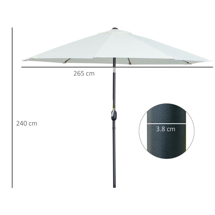 Outdoor Tilting Parasol - Cream White Sun Shade Canopy with Adjustable Three Angle Positions - Ideal for Garden and Patio Sun Protection