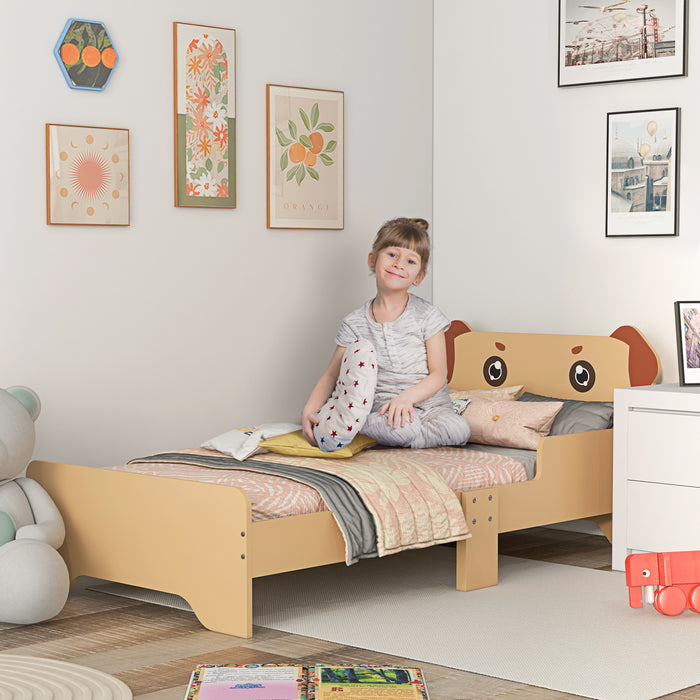 Puppy-Themed Toddler Bed - Sturdy Frame & Fun Design for Ages 3-6, 143x74x58 cm - Bright Yellow Color to Brighten Kids' Room