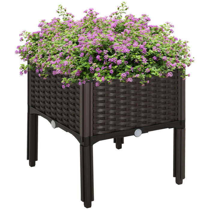 Elevated Garden Planter Box - Durable PP Patio Raised Bed for Flowers and Vegetables - Ideal for Outdoor Container Gardening
