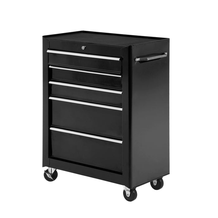 HOMCOM Heavy-Duty Tool Chest - 5-Drawer Steel Storage Cabinet, Black - Ideal for Workshop Organization and Tool Safety