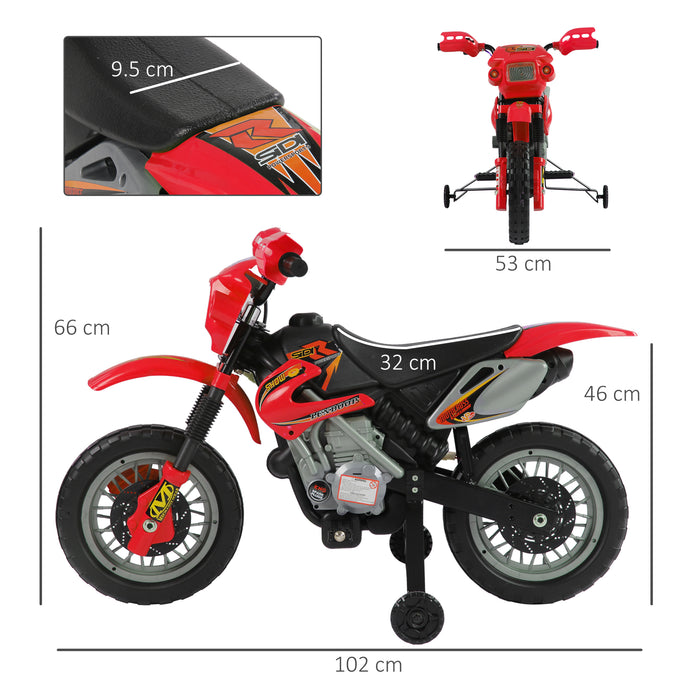 Kids 6V Electric Ride-On Motorcycle - Red Motorbike Scooter for Children - Ideal Outdoor Toy Gift for Little Bikers