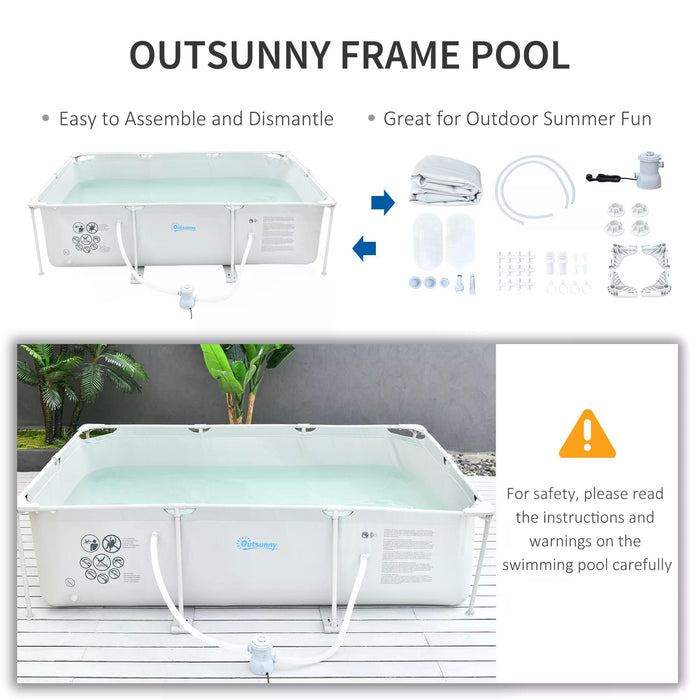 Heavy-Duty Steel Frame Pool with Filter System - Rust-Resistant Above Ground Pool, Reinforced Sidewalls, Includes Filter Pump & Cartridge - Ultimate Summer Fun for Families, 292x190x75cm, Grey