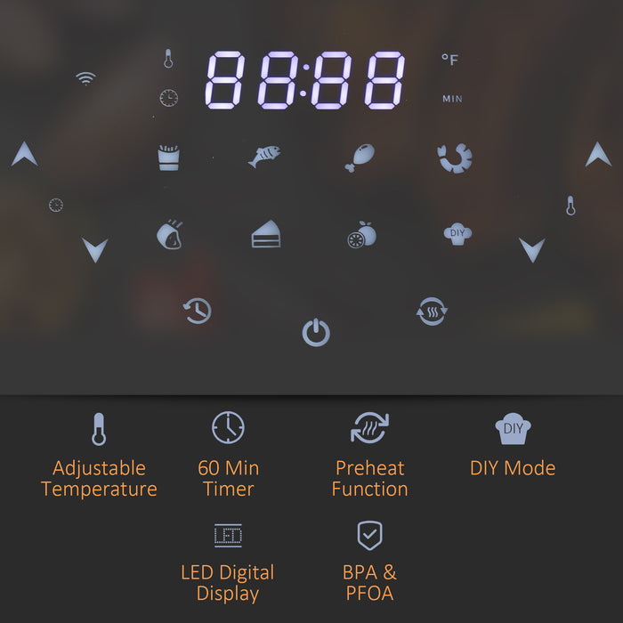 7L Digital Air Fryer Oven - Multi-function Cooker with 7 Presets and Rapid Air Circulation - Ideal for Healthy Frying, Roasting, Baking, Broiling & Dehydrating