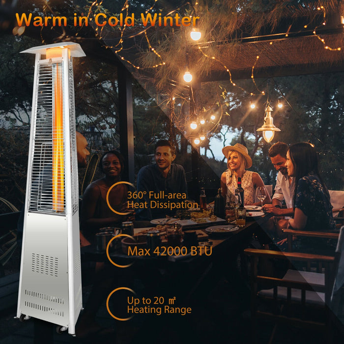 Outdoor Patio Gas Heater - 42,000 BTU Power, Mobile with Wheels and Included Regulator - Perfect for Heating Your Outdoor Space