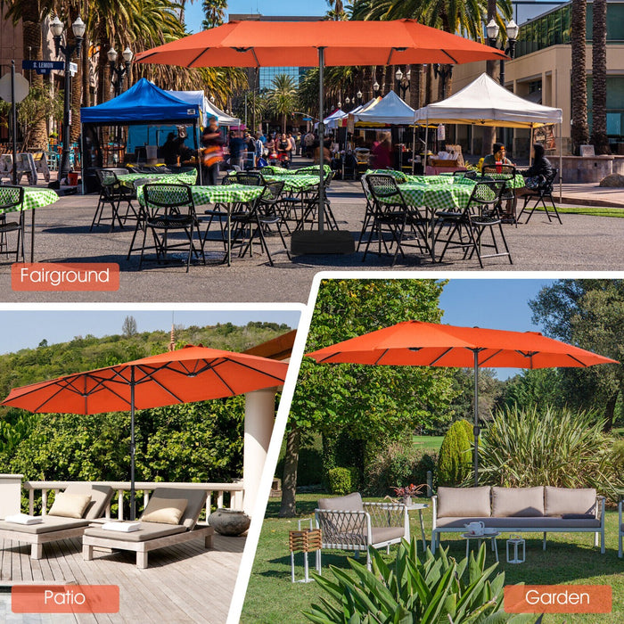 450CM Outdoor Umbrella - Double Sided, Twin Size with Crank Handle in Vibrant Orange - Perfect for Patio or Garden Use