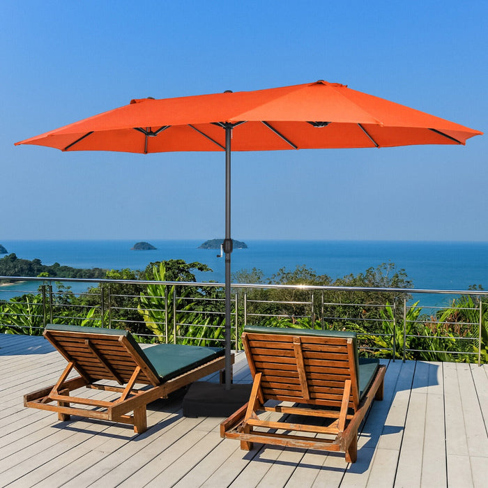 450CM Outdoor Umbrella - Double Sided, Twin Size with Crank Handle in Vibrant Orange - Perfect for Patio or Garden Use