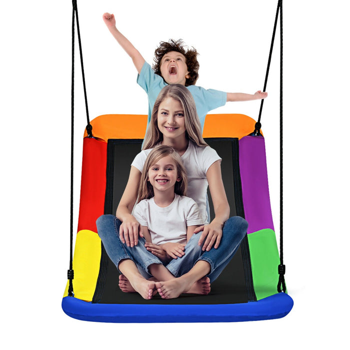 Nest Swing Model Large - Adjustable Hanging Ropes, Multicolor Design for Backyard Use - Ideal for Outdoor Kids' Play and Relaxation