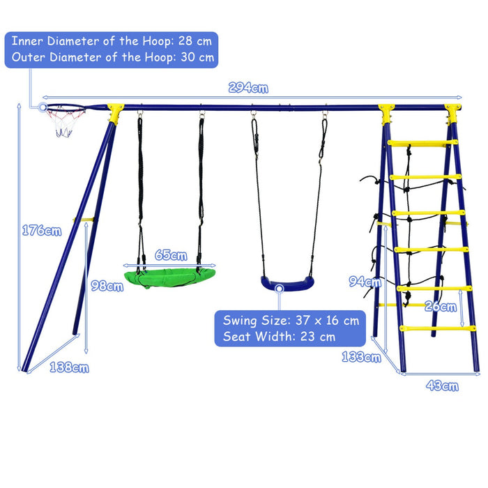 Children's Swing Set with Basketball Hoop and Climbing Ladder - Ideal Toy for Physical Activity and Outdoor Play