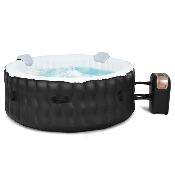 Inflatable Spa Hot Tub - 108 Jet Massaging Bubbles and Comfortable Headrest in Sleek Black - Perfect for Relaxation and Stress Relief