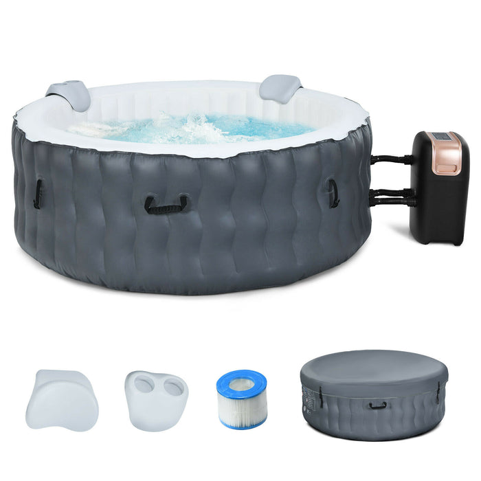 Inflatable Spa Hot Tub - 108 Jet Massaging Bubbles and Comfortable Headrest in Sleek Black - Perfect for Relaxation and Stress Relief