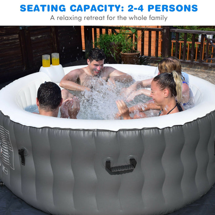 Inflatable Spa Hot Tub - 108 Jet Massaging Bubbles and Comfortable Headrest in Sleek Black - Perfect for Relaxation and Stress Relief