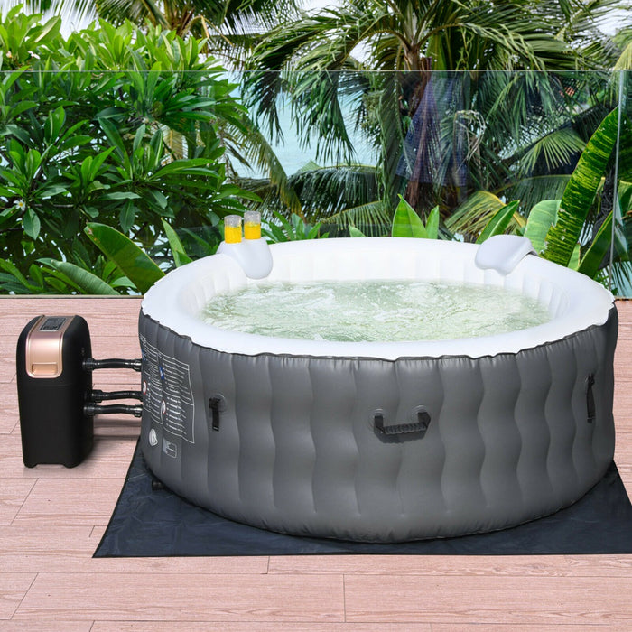 Inflatable Spa Hot Tub - 108 Jet Massaging Bubbles and Comfortable Headrest in Sleek Black - Perfect for Relaxation and Stress Relief