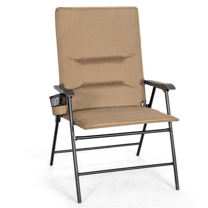 Camping Chair with Padding - Portable, Folding, Cup Holder, Armrest, Grey Color - Ideal for Campers and Outdoor Enthusiasts